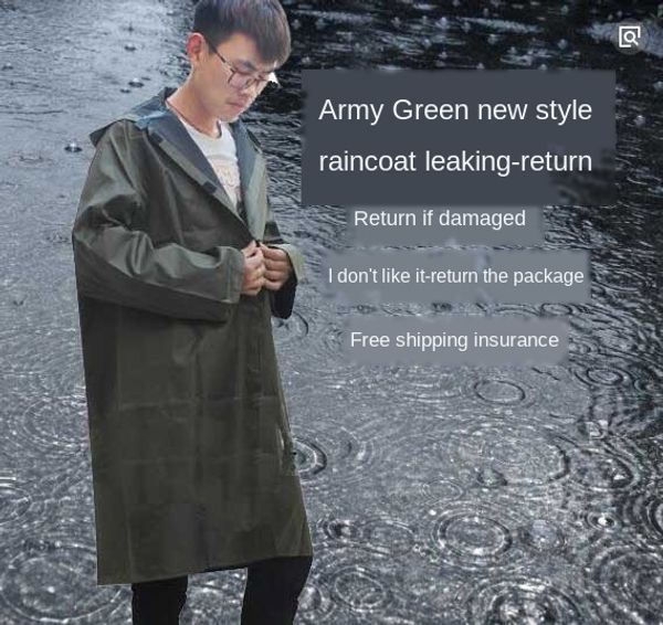 

cloak canvas canvas one-piece long raincoat army green thickened men's and women's outdoor labor protection raincoat poncho, Black