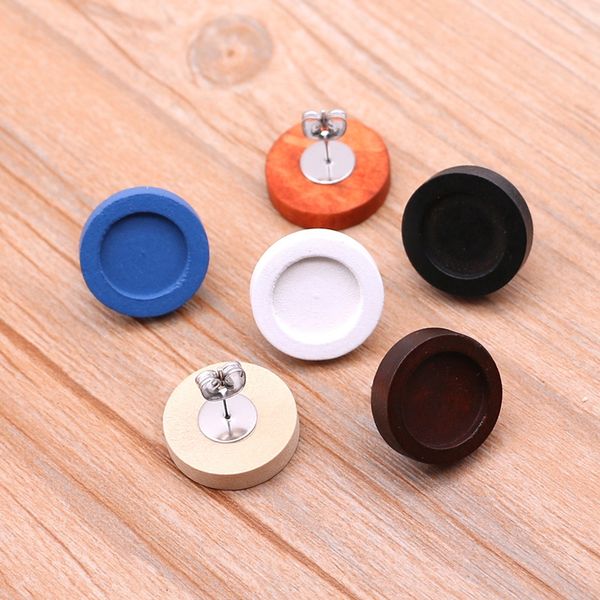 

wooden earring bottom holder diy earrings accessories earrings 12mm time empty holder earplug diy accessories 10/bag, Silver