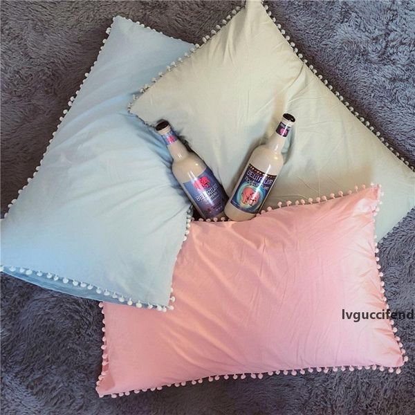 

1pcs solid cotton pillowcase solid cotton pillowcase color simple 48*74 super soft pom pillow cover pillow case