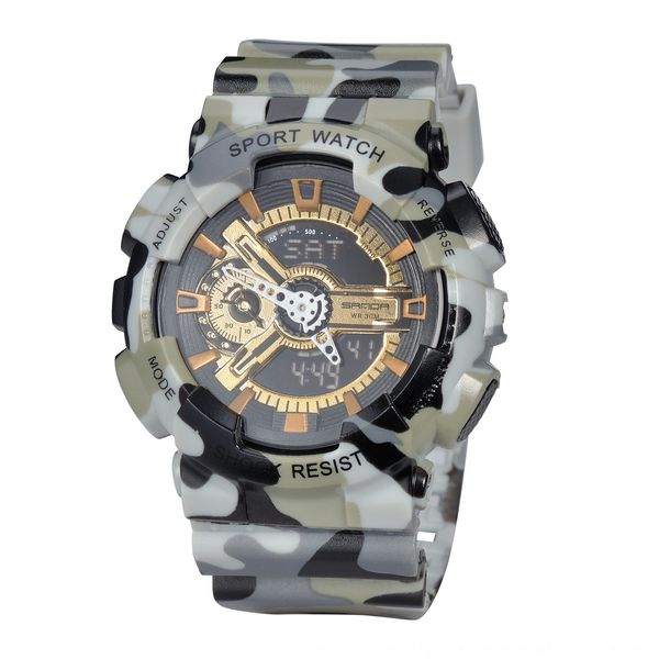 

sunda camouflage outdoor telecontrol multifunctional electronic electronic watch double-display waterproof men's watch, Blue