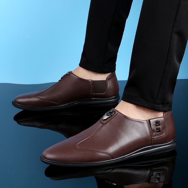 

2020 new style new peas shoes mens shoes british leather casual fashion shoes lazy driving leather fashion fashion, Black