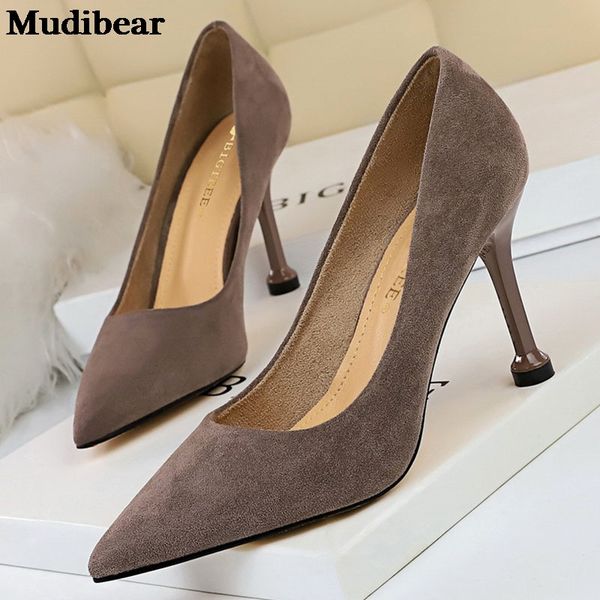 

mudibear 2020 high heels women pumps pointed toe work pump stiletto office career elegant pumps woman shoes wedding shoes, Black