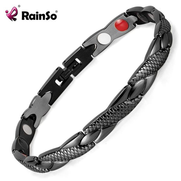 

rainso stainless steel bracelet black charm fashion health bracelet sets for women bio energy magnetic jewelry for arthritis 692, Red;blue