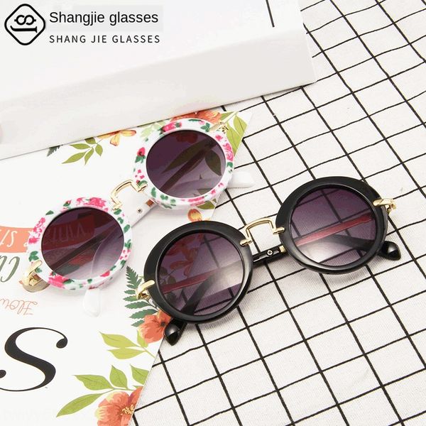 

2ttrn новый мило круглая рамка вс солнце sunglasseschildren игровая солнцезащитные очки металлический каркас леопардовым принтом girlssun оч, Blue