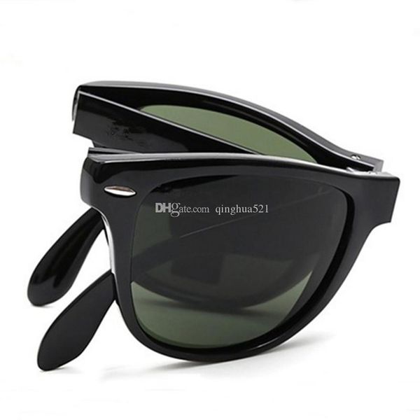 

new vintage 4105 folding sunglasses brand designer sunglasses for man woman uv400 polarized lenses 50mm with folding case box, White;black