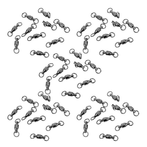 

50pcs heavy duty ball bearing swivel solid rings fishing swivels black 4#