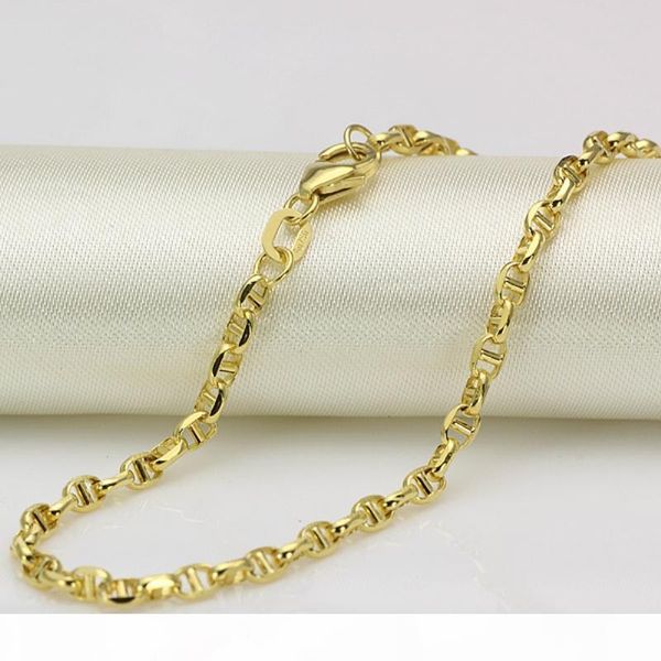 

fine au750 real 18k yellow gold chain women men stud link necklace 24inch, Silver