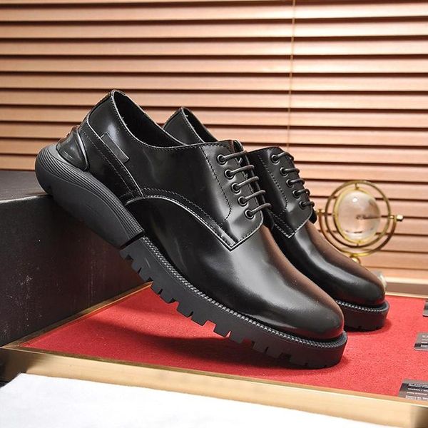 

derby shoes breathable lightweight business dress shoes men 's split leather vintage men formal party office wedding shoe, Black