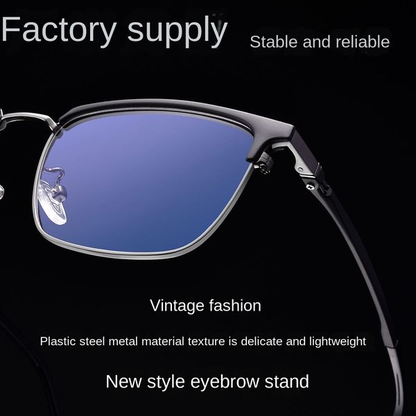 

new myopia myopia eyebrow frame business glasses full frame danyang glasses factory, Silver