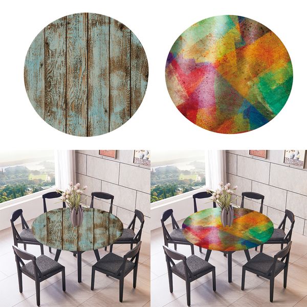 

2x elastic edged round table cover round tablecloth for bbq dinners weddings