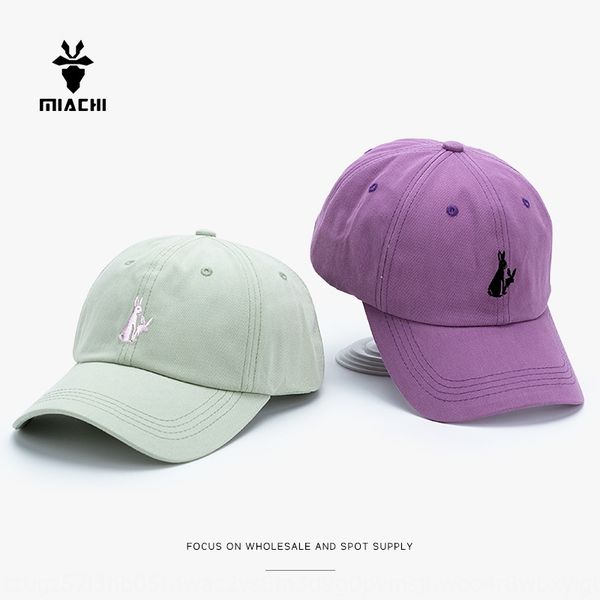 

korean style adjustable soft baseball cap baseball cap sun sun hat cute little rabbit embroidery sunshade fashion female hat, Blue;gray