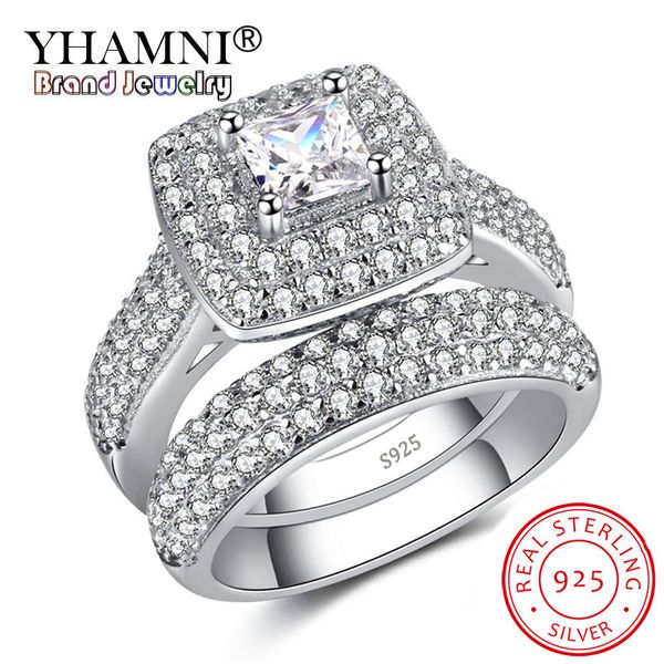 

yhamni elegant обручальные кольца обручальные комплект 2 шт silver anniversary аксессуары с полный блестящий cubiz циркон камень подарков юв, Slivery;golden