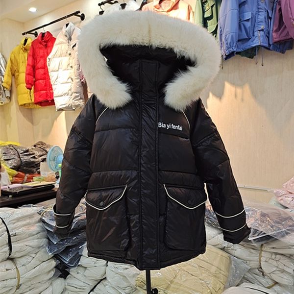 

женская jacketcoat пуховик пуховик 2020 зима новый корейский стиль короткий рыхлый моды талии реальный меховой воротник стиль преодоления па, Black