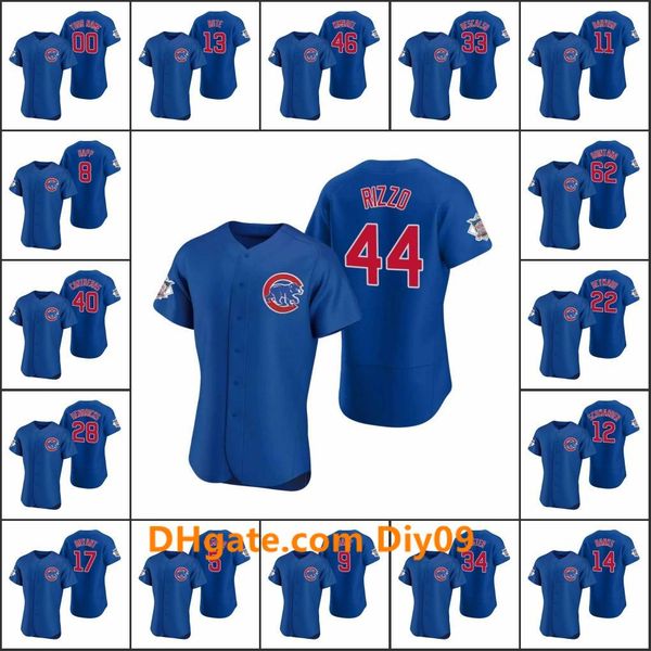 

chicagocubs men #9 javier baez 44 anthony rizzo 17 kris bryant women youth custom royal authentic 2020 alternate jersey, Black