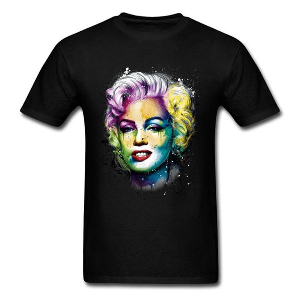 

2020 marilyn black men's t-shirt short sleeve watercolor portrait art summer & tees hip-hop sweatshirt, White;black