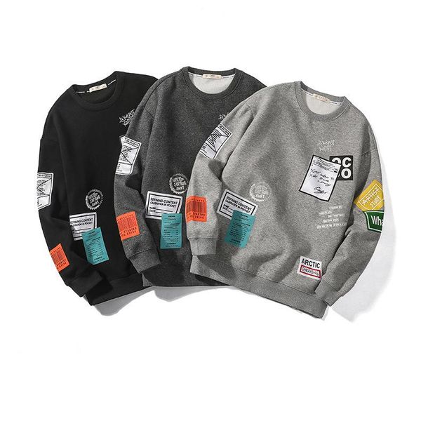 

men mens teenager fashion printed hoodie letter jumper breathability sweatshirt o-neck pullover casual 3 colors hip hop fall new b102300z, Black