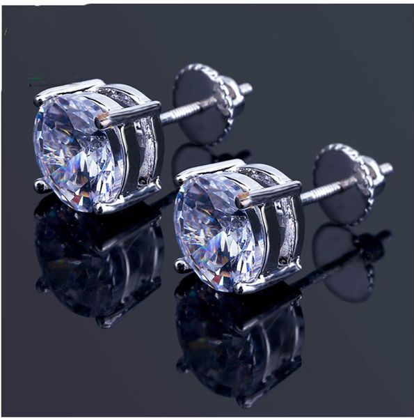 

designer earrings hip hop jewelry women mens earrings stud cz round diamond earring girls gold luxury iced out fashion wedding accessories, Golden