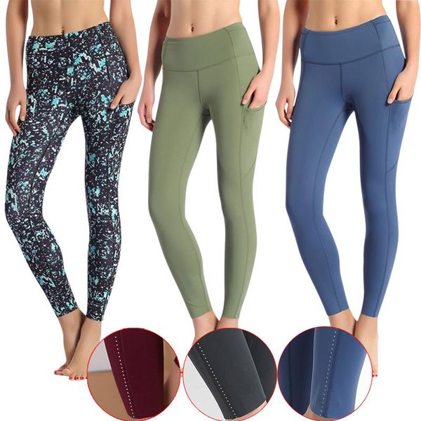 

lu-01 leggings women yogaworld lu pants waist sports gym wear elastic fitness lady overall tights workout hip lift spandex high quality, Black