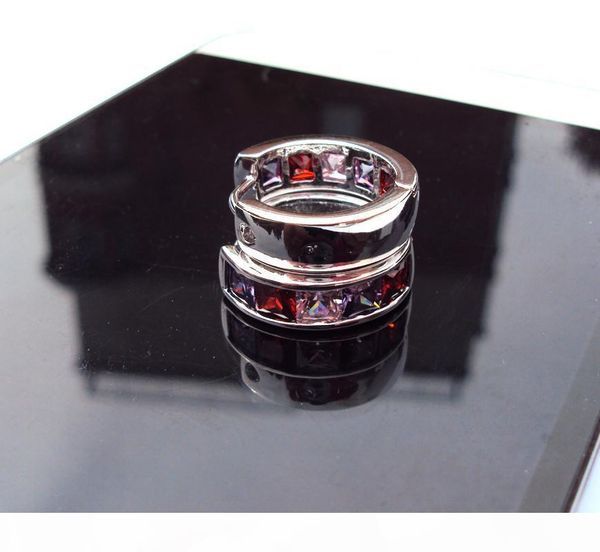 

r classic style 18k white gold multicolour cz senior crystal hoop earring swarovski crystal ing, Golden;silver