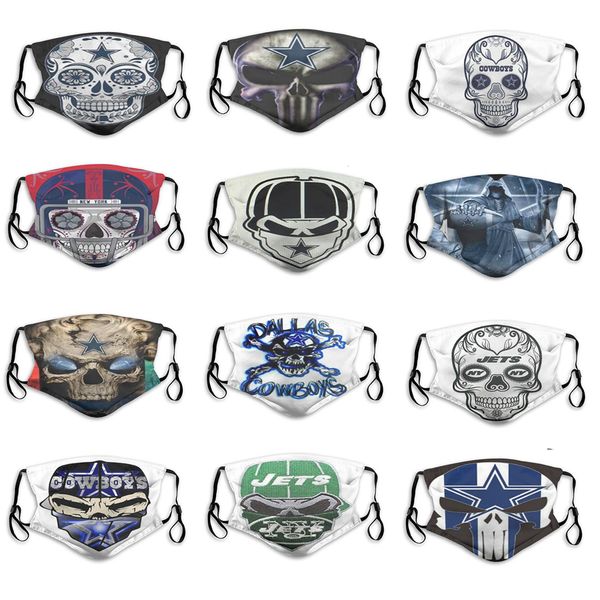 

2020 новый дизайнер 5-слойная маска пыли мужчины футбольной команды ковбоев струи моды хоккей на льду дышащая личности череп маска для лица