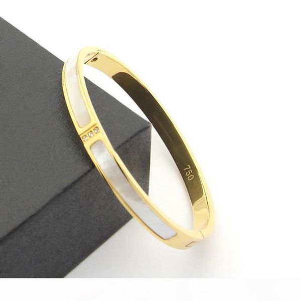 

l 316l titanium steel love bangles bracelets for women men three stones bangle rose gold white shell cuff bracelet, Black