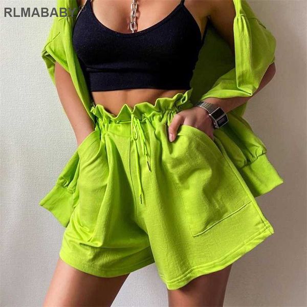 

women's shorts rlmababy women bud flare white waist ruched lace up high summer drawstring bandage loose casual, White;black