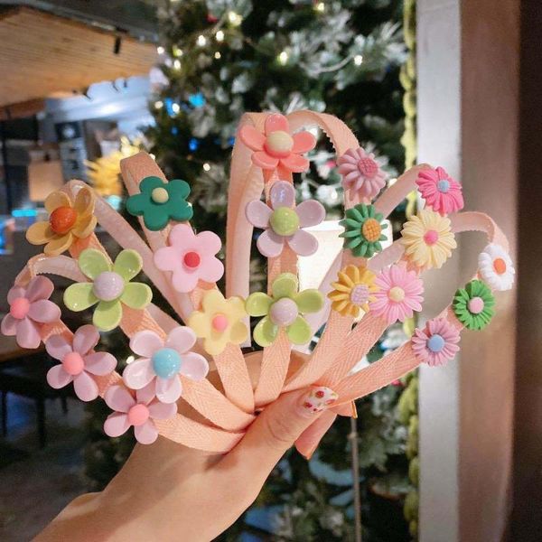 

hair accessories colorful flower cartoon headbands for gilrs hairbands korea kids bands girls scrunchies, Slivery;white