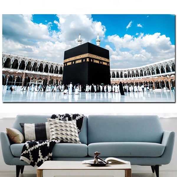 

mecca islamic last day of hajj round ornament view muslim mosque landscape oil painting religious poster prints wall picture for home decor
