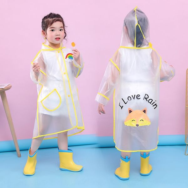 

children's raincoat single conjoined transparent thickened cute animal style student cloak cloak poncho eva covered raincoat, Red;brown