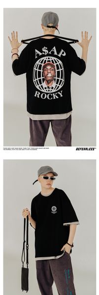 

ancient summer clothes european and american hip hop rap singer printed short sleeve t-shirt men's fashion label loose bf style half sl, White;black