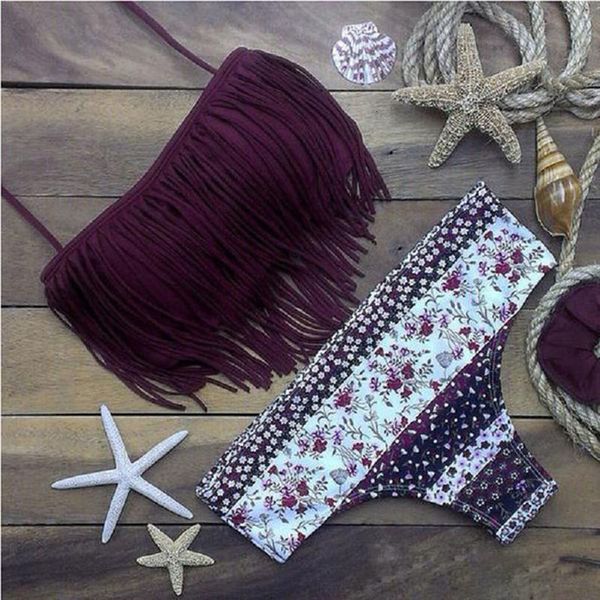 

два купальника фиолетовых бикини кисточки бикини монокини купальники купальник up костюм нажмите проложенную женщину, White;black