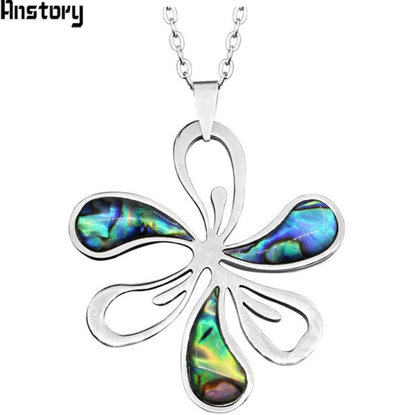 

stainless steel flower pendant shell necklace for women fashion jewelry wedding gift, Silver