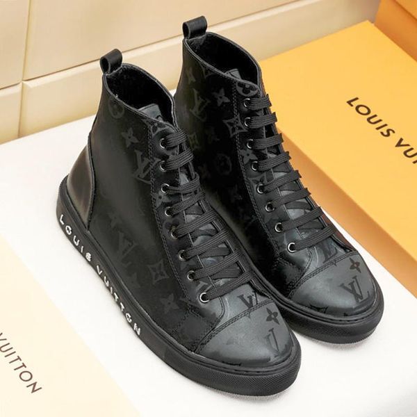 

fashion men casual shoes boots luxury sneakers chaussures pour hommes with origin box casual mens shoes tattoo sneaker boot zapatos hombre, Black