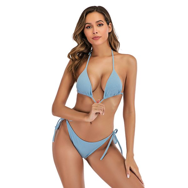 

triangle bikini 2020 strapless string halter bikini set push up bathing suit swimsuit women solid swimwear separate tankini