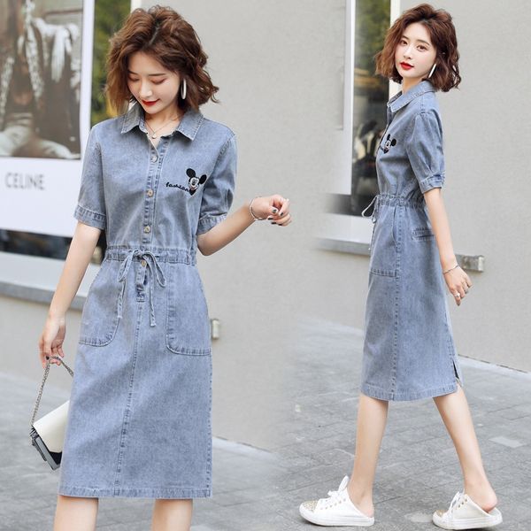 

женское платье 2020 новые женские джинсовые юбки платье корейский стиль модный французский стиль джинсовые юбки, Black;gray