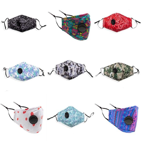 

20pcs mix choice valve mask designer face masks 3d hd sky stars parttern reusable protective pm2.5 washable adjusable mask with valve#763, Black