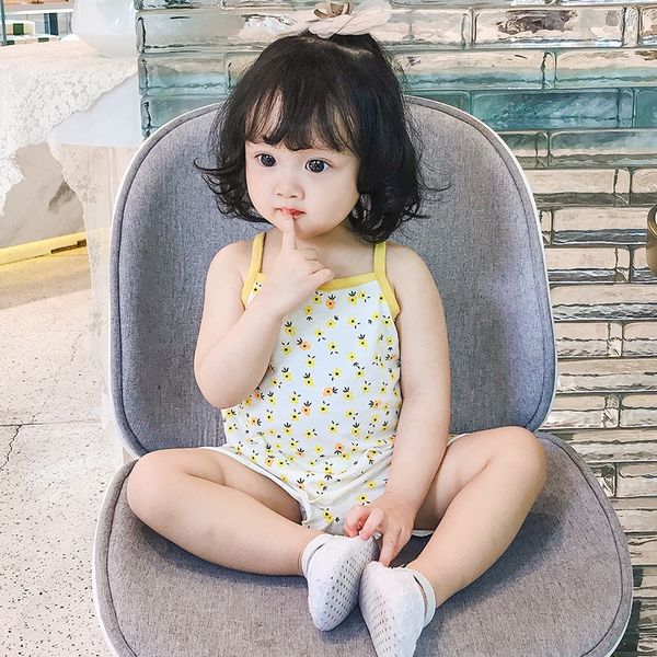 

mini beibei city baby summer casual baby suit new floral suspender shorts two-piece clothing sling outdoor clothing outdoor clothes