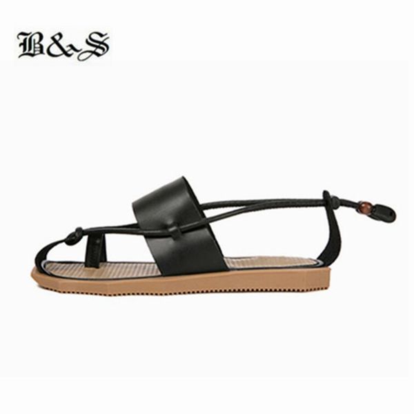 

black& street new summer men's genuine leather beach sandals vintage retro rome personality men shoes slippers