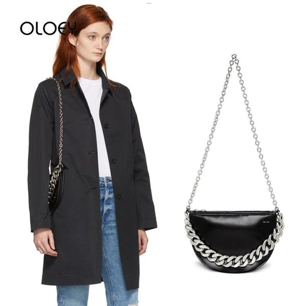 

fashion black semicircle crossbody bags for women 2020 new quality zipper luxury handbags pu leather shoulder messenger bag sac