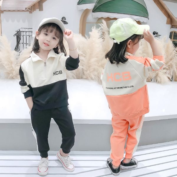 

2020 boys girls spring autumn clothing set fashion jackets+pants baby kids 2pcs casual tracksuits children clothes, White