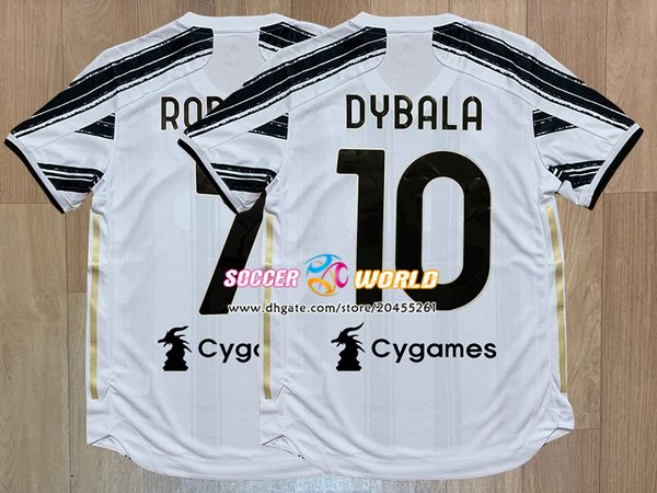 

juve soccer jersey 20 21 season fit player version juve ronaldo home white de ligt dybala ramsey football shirts size s-xxxl, Black;yellow