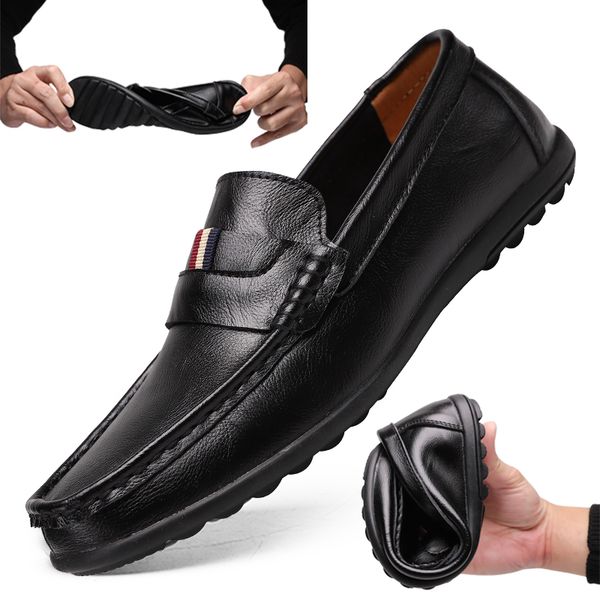 

2020 genuine leather men casual shoes brand italian men loafers moccasins breathable slip on black driving shoes plus size 38-47 cx200729