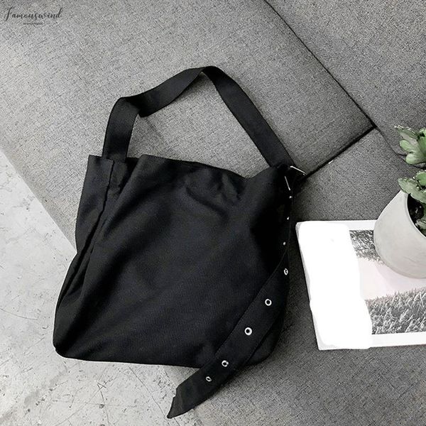

handbags fashion simple satchels girls shoulder bag pure color open canvas art versatile messenger bag dropship a8