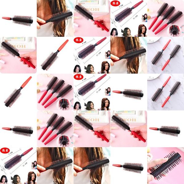 

1 sets combs hair brush hairdress plastic handle round teeth wavy roll curly straight style comb salon barber tools spa massage combo gobdw, Silver