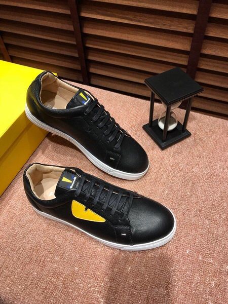 

2020f fashion men's embroidery printing luxury casual shoes breathable leather classic sneakers low-shoes, size: 38-45, Black
