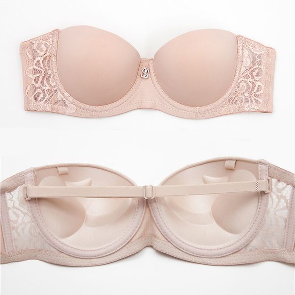 

women underwear lingerie bra for push up lace wedding invisible bra double cup supper padded strapless underwear, Red;black