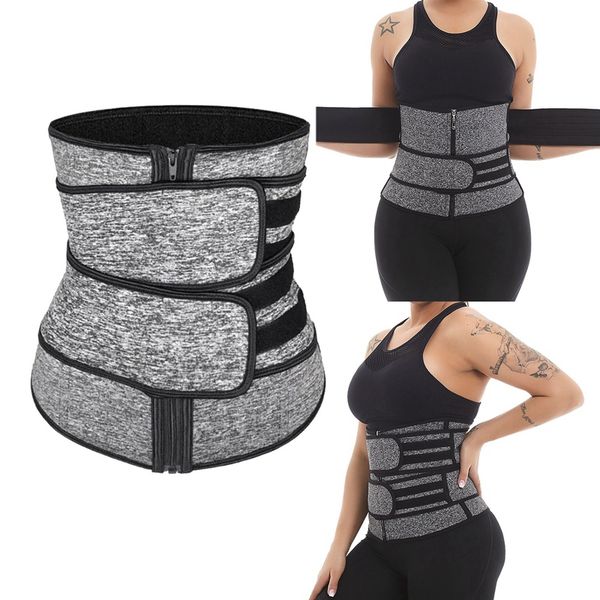

sweat waist trainer slimming fine-tuning zipper belt shaping machine shaping exercise solid belt, Black;gray
