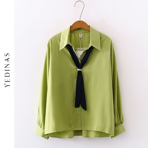 

yedinas casual womens and blouses solid shirt women long sleeve korean office lady korean blouse women casual 2020 autumn, White