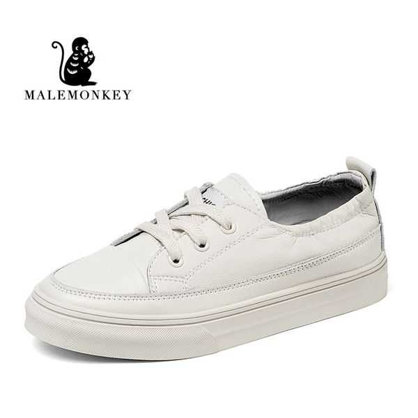 

2020 new fashion women casual shoes breathable white lace-up genuine leather comfortable soft flats shoes female, Black