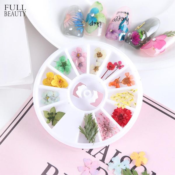 

nail gel japanese manicure dried flowers decals leaves girl's fashion flower tray 24 pcs ins real, Red;pink